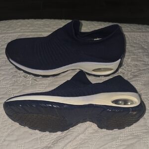 Women's Navy Slip-On Athletic Shoes